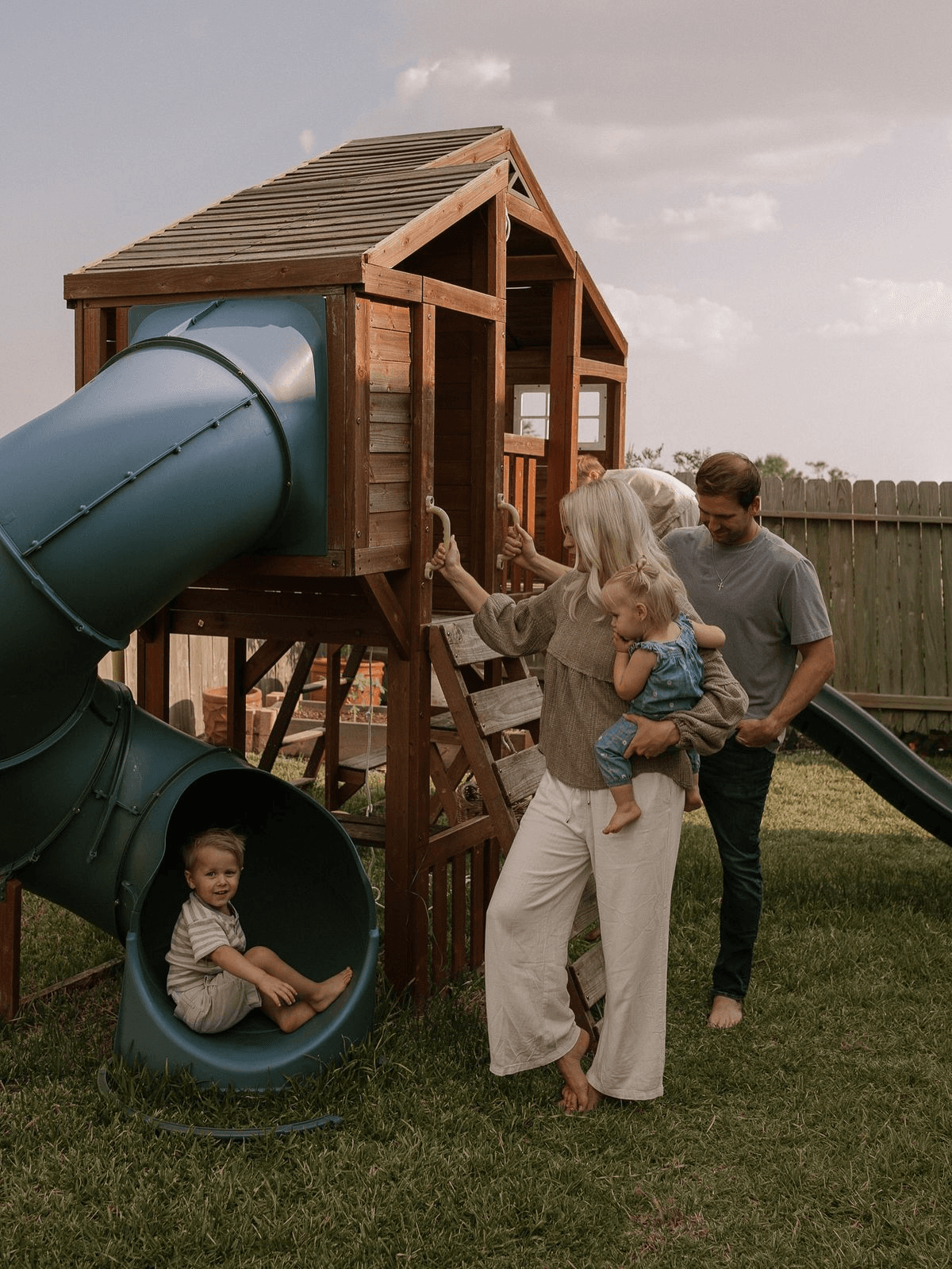 Kids playing in a backyard in Salisbury NC